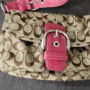 Pink and Beige Coach Shoulder Bag